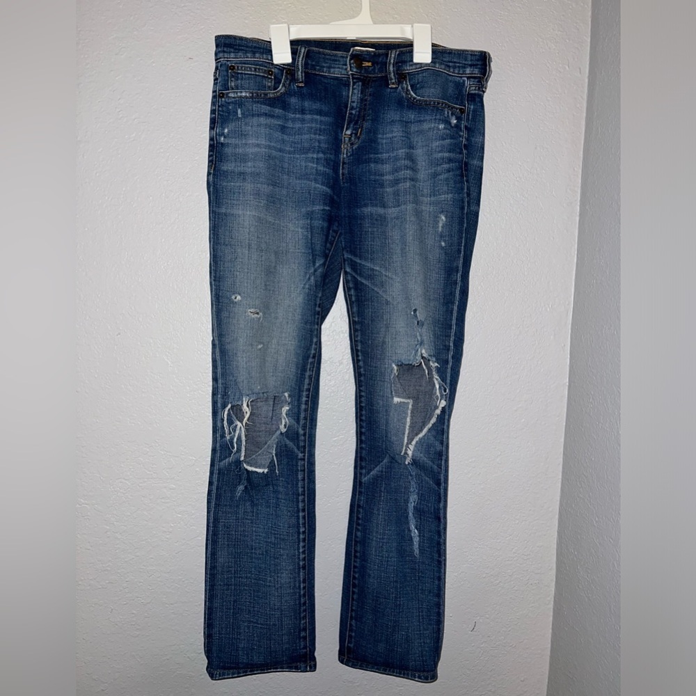 J Crew Distressed Straight Jeans